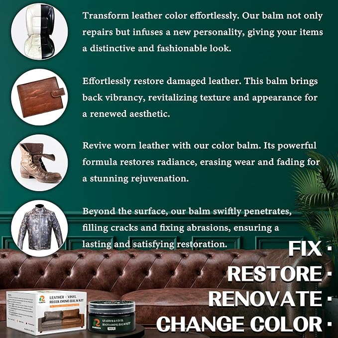 Black Leather Repair Kit, Leather Recoloring Balm – Restore & Repair Faded - Image 5