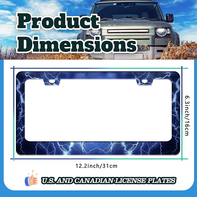 Blue Lightning License Plate Frame Funny Thunder License Plate Holder - Image 3