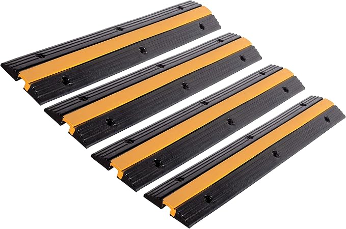 4 Pack Rubber Cable Ramp Hose Cable Protector Ramp 1 Channel 11000Lbs Load by F+COME
