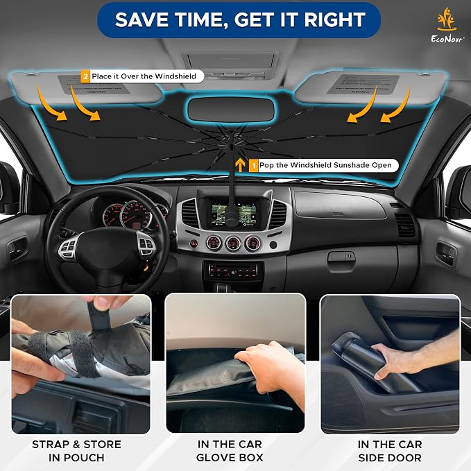 EcoNour Adjustable Car Windshield Umbrella Sun Shade | Foldable UV Protection - Image 7