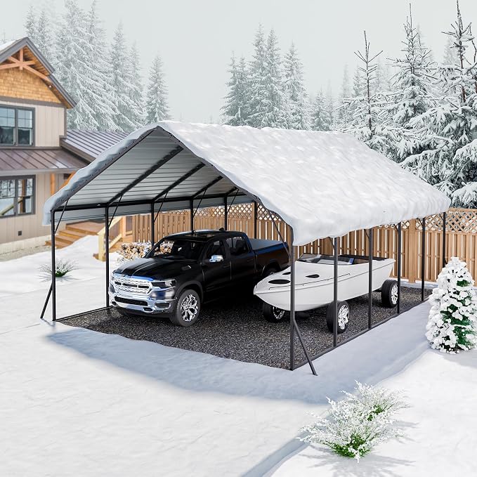 VEVOR 20x24 ft Heavy Duty Metal Carport, Outdoor Car Shelter - Image 8