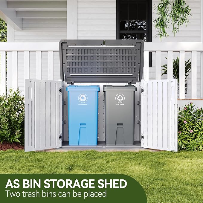 Aoxun Outdoor Storage Cabinet 35 Cu.Ft Outdoor Trash Can Storage Shed - Image 2