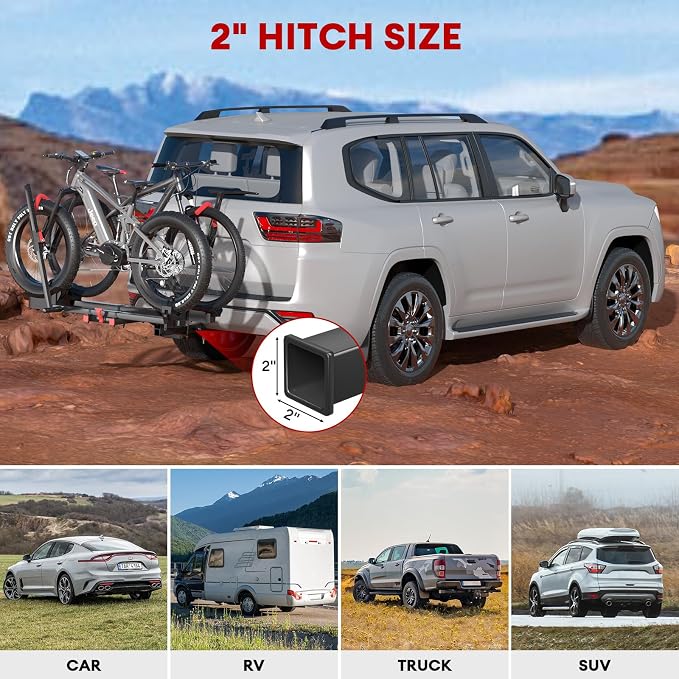 Hitch 2 EBike Rack with Ramp, 170lbs Capacity Electric Bike Carrier Foldable - Image 8