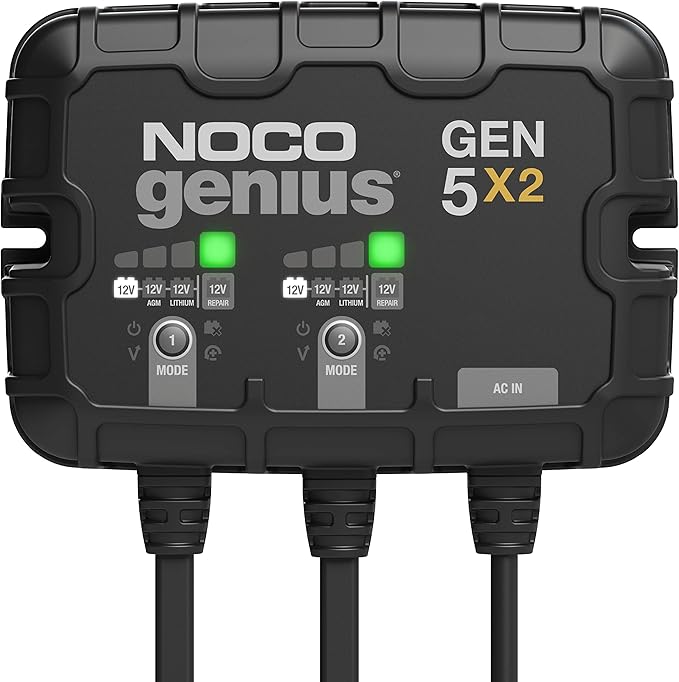 NOCO Genius GEN5X2: 2-Bank, 10A Onboard Battery Charger by NOCO