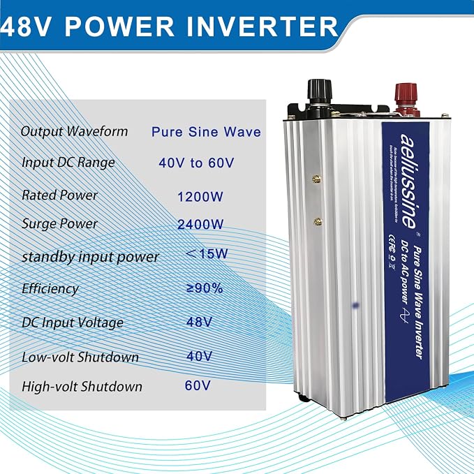 1200W Pure Sine Wave Inverter-48V DC to 110V 120V AC Power Converter - Image 4