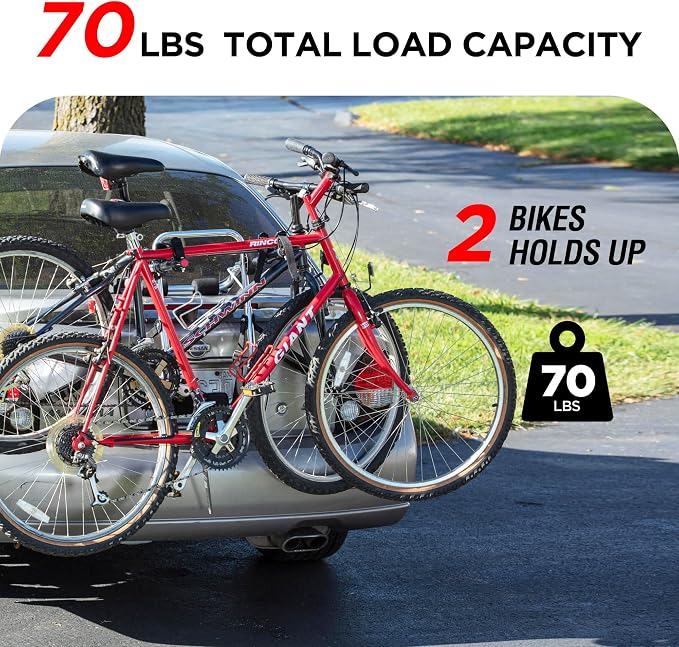 Rockland Aluminum 2-Bike Rack, 70 lbs Capacity, Lightweight Trunk Mount Bike - Image 2