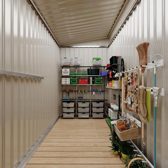 4x8 FT Metal Outdoor Lean to Storage Shed, Lean to Garden Shed Utility Tool Shed - Image 6