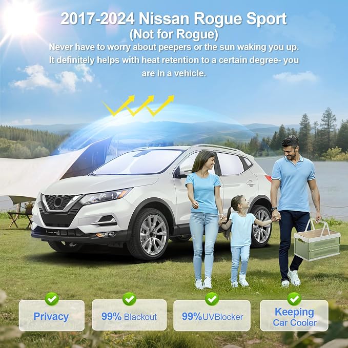 8pcs Car Window Shades for Nissan Rogue Sport 2017-2024 Accessories, Windshield - Image 2