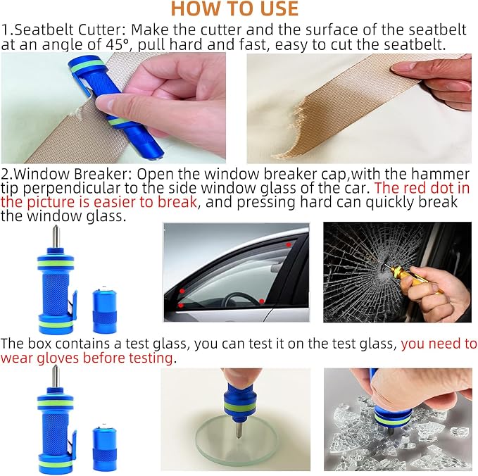 Allelic Car Window Breaker Tool, Window Breaker Seatbelt Cutter, Window Breaker - Image 5
