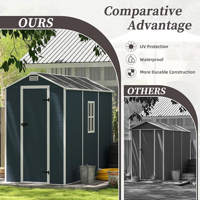 8x4 FT Outdoor Storage Resin Shed - Image 5