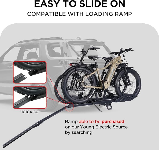 Rockland Foldable 2-Ebike Rack, 200 lbs Capacity, Hitch Mount Electric Bike Rack - Image 6