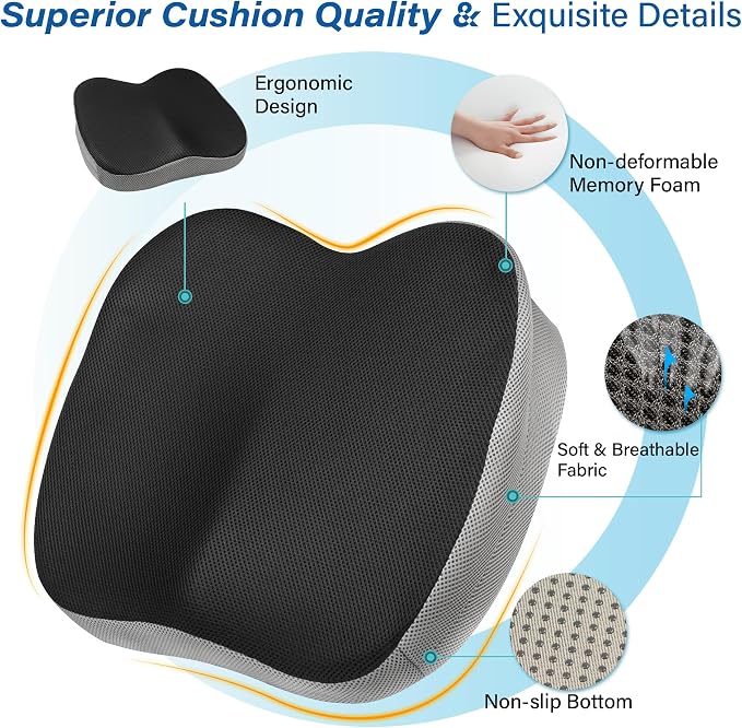 Car Seat Cushion, Ergonomic Memory Foam Car Cushion - Image 8