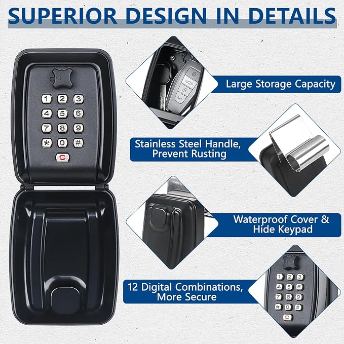 Car Window Punch Button Lock Box, Sturdy Waterproof Large Capacity Lock Box - Image 3