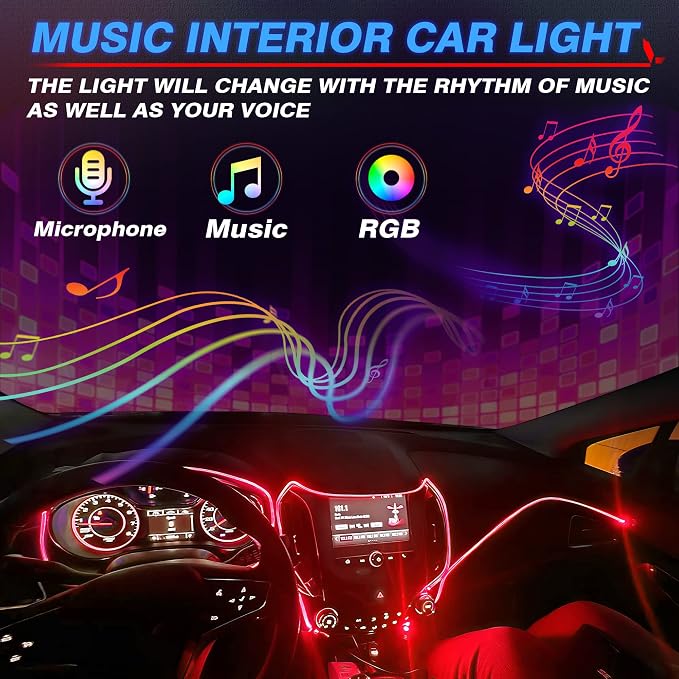 MICTUNING Car LED Interior Strip Light, 8 in 1 RGB Multicolor - Image 4