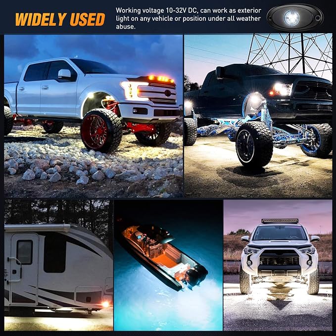 Nilight LED Rock Light 6PCS White Light Pods Waterproof Under Body Wheel Well - Image 8