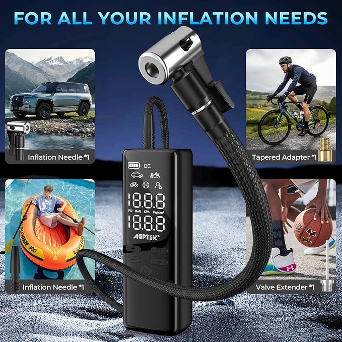 AGPTEK Tire Inflator Portable Air Compressor-150PSI & 5000mAh Tire Pressure - Image 9