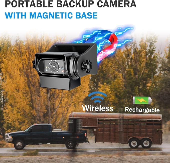 EWAY WiFi Magnetic Hitch Wireless Backup Rear/Front View Camera Rechargeable - Image 2