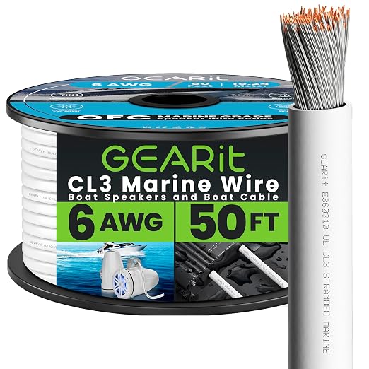 GEARit 6 Gauge Marine Electrical Primary Wire, 6 AWG Marine Grade Tinned Copper by GEARit