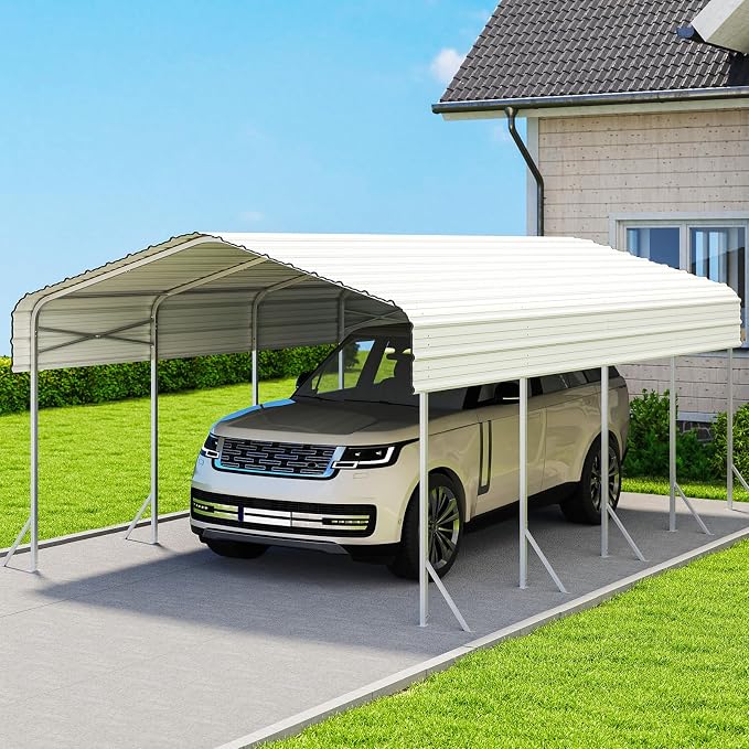 12x20 Carport, Heavy Duty Metal Car Port, All-Weather Protection, Easy Assembly by Unknown