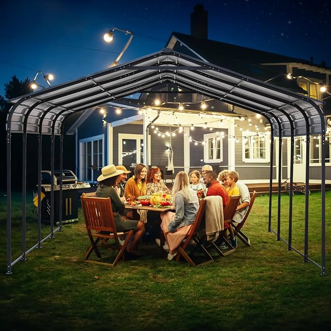 Verano Garden 12 x 20 FT Metal Carport, Heavy Duty Carport Canopy - Image 8