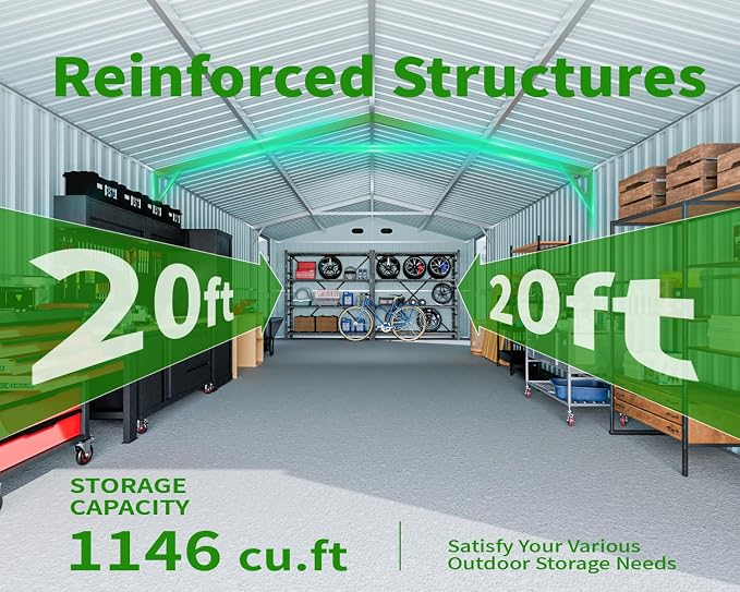 10x20 FT Upgrade Outdoor Storage Shed, Metal Garage Shed - Image 4