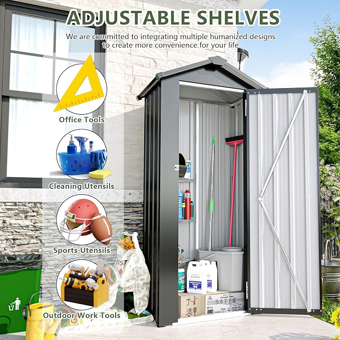 Outdoor Metal Storage Shed, Waterproof Garden Tool Shed - Image 5