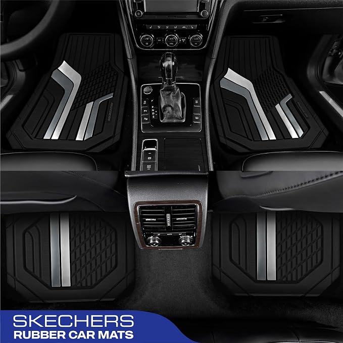Skechers Heavy Duty Rubber Car Floor Mats, Dual Color Design Floor Mats - Image 3