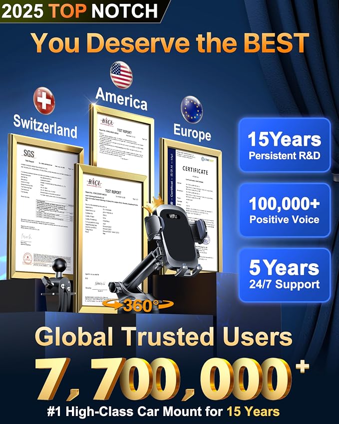 HTU 2025 Best Car Phone Holder 【Ultimate 5-in-1 & Upgraded 100+LBS Strongest - Image 3