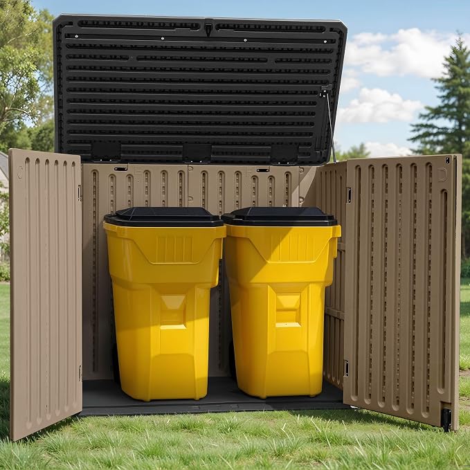 GOOBED 4.5x4ft Outdoor Horizontal Resin Storage Shed, 47 cuft Large Waterproof - Image 3