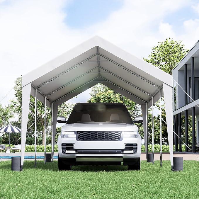 VEVOR Upgraded 10x20 ft Heavy Duty Carport Car Canopy, Car Port Garage Boat - Image 9