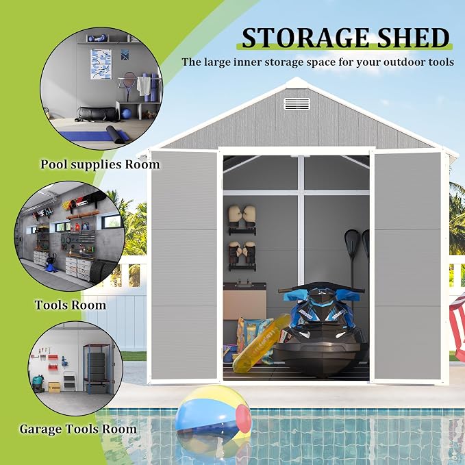 8x8 FT Outdoor Storage Resin Shed - Image 2