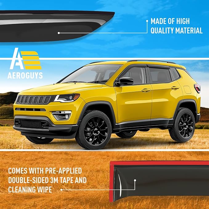 Extra Durable Window Deflectors Tape-On Window Visors Rain Guards Fit - Image 6