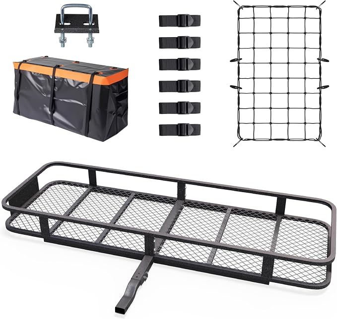 Bonnlo 60''X 20''X6'' Folding Hitch Mount Cargo Carrier Basket by Bonnlo