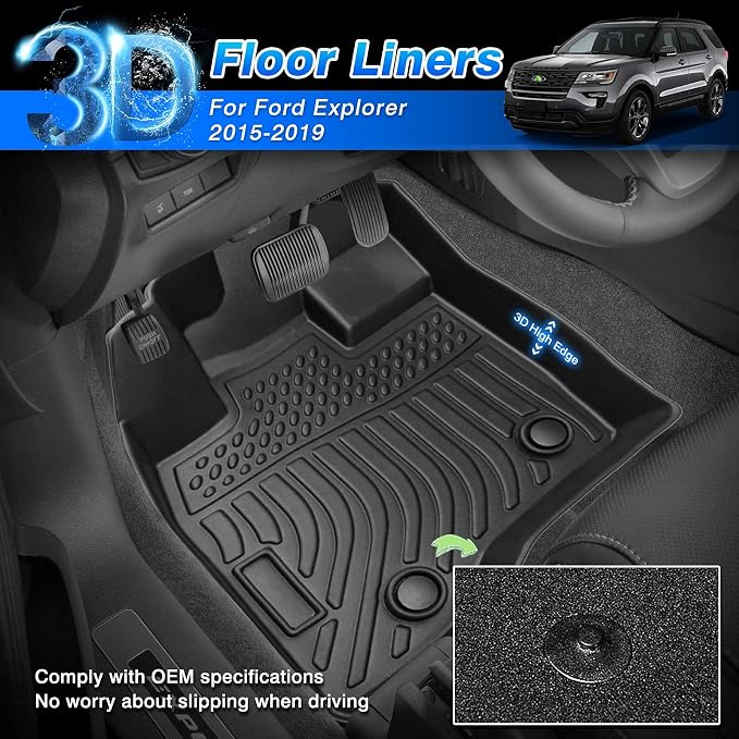 Cartist Compatible with Floor Mats Ford Explorer 2015-2019 All Weather Floor - Image 2