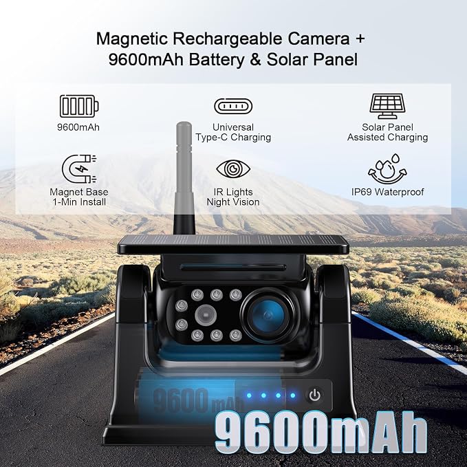 Fookoo 2 Magnetic Solar Wireless Backup Camera 10.1" IPS Touchscreen Monitor 1 - Image 5