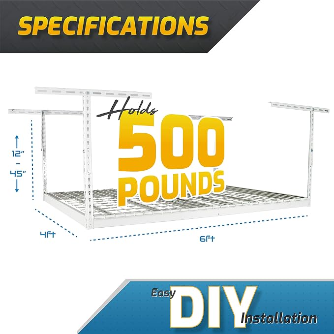 MonsterRax Overhead Garage Storage Racks 4x6, Ceiling Mounted Shelving - Image 4