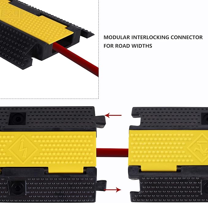 3 Pack Rubber Cable Ramp Hose Cable Protector Ramp 1 Channel 22000Lbs Load - Image 4