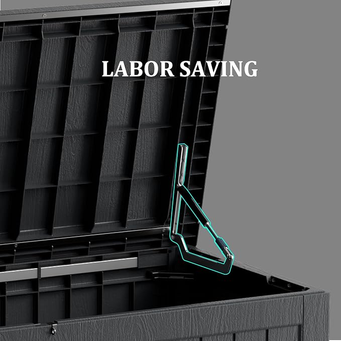 270 Gallon Lockable Resin Deck Box, Waterproof & UV-Resistant Outdoor Storage - Image 6