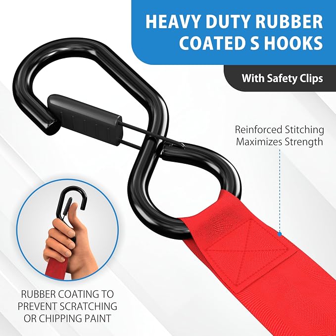 HandT USA Based Retractable Ratchet Straps 1in x 6ft - Image 3
