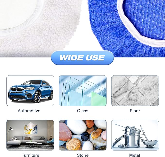 9 to 10 Inch Car Polisher Pad Bonnet, 10*Microfiber+5*Woollen - Image 6