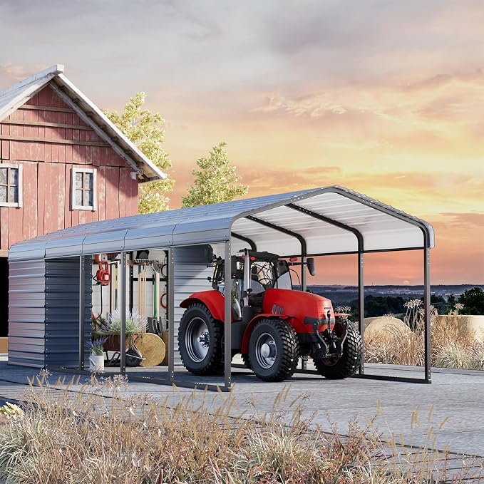 EROMMY 10x25 FT Carport Storage Shed 2-in-1, Heavy Duty Car Port - Image 8
