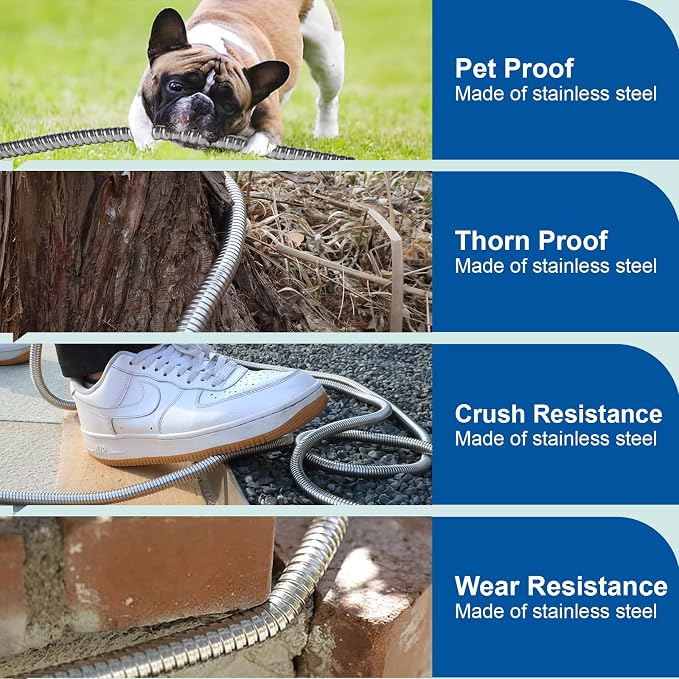Metal Garden Hose 25 Ft Flexible Stainless Steel Garden Hose Lightweight - Image 4