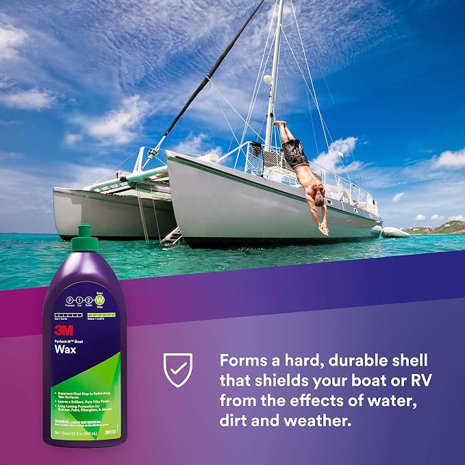 3M Perfect-It Boat Wax, 1 Quart, Contains Carnauba Wax, Protects against - Image 2