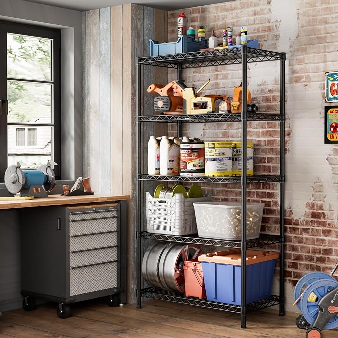SINGAYE 5 Garage Heavy Duty Shelving Unit Kitchen Pantry Close Home Organizers - Image 2