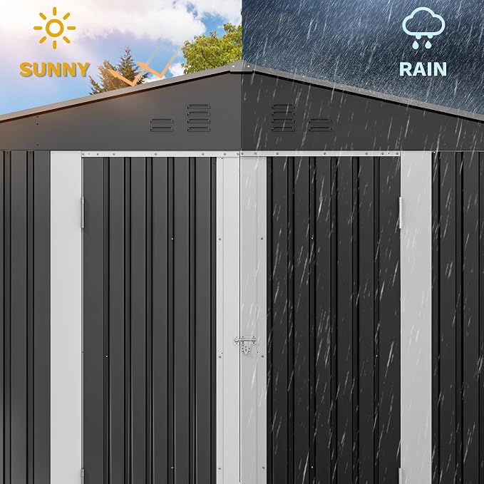 DWVO Storage Shed 9x6 FT for Bicycle Functional Metal Tool Shelter Garden - Image 3