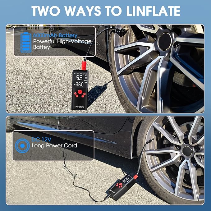 Tire Inflator Portable Air Compressor, 150PSI Cordless Portable Tire Inflator - Image 7