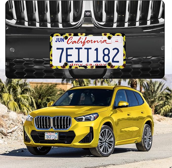 LivTee Flower License Plate Frames, 4 Holes Stainless Steel License Plate Covers - Image 2