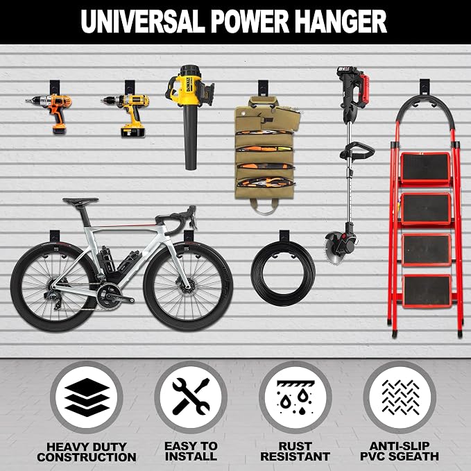 Slatwall Power Tool Hanger, Garage Garden Tool Hooks, Steel String Trimmer - Image 7