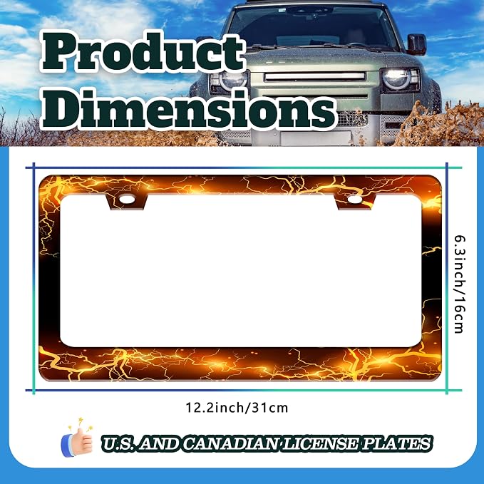 Yellow Red Thunder and Lightning License Plate Frame Fantasy Landscape License - Image 3