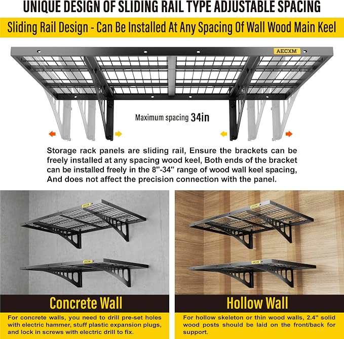 2x3ft 2Pack Wire Shelving Unit Heavy Duty Garage Storage Shelves Wall Mounted - Image 6